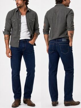 Mavi Zach men jeans dark blue very lightweight & stretchy straight leg size 32